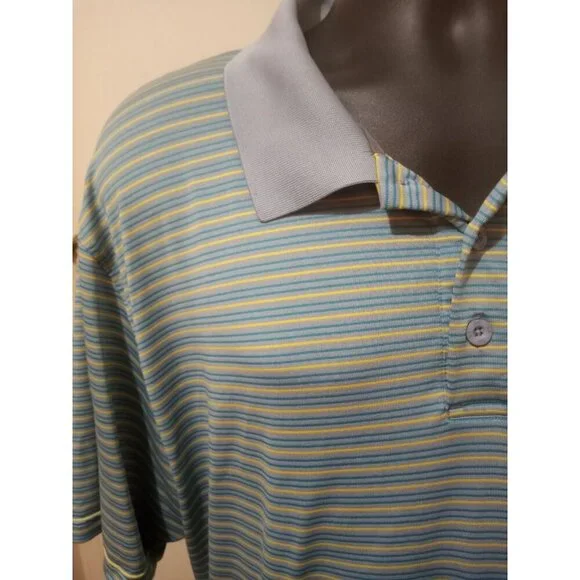 Under Armour UA Heatgear S/S Polo Golf Shirt Men’s 2XL Blue Yellow Striped - Picture 5 of 12